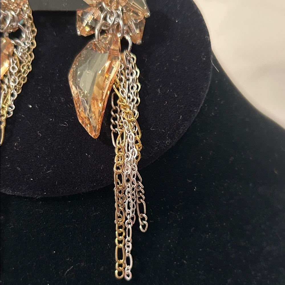 Elegant Gold and Silver Dangle Earrings - Picture 3 of 3
